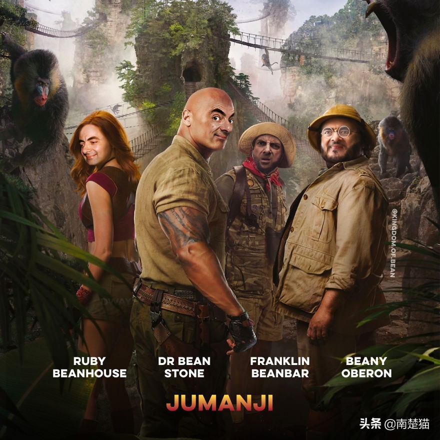 把憨豆先生的脸放在20个名人身上