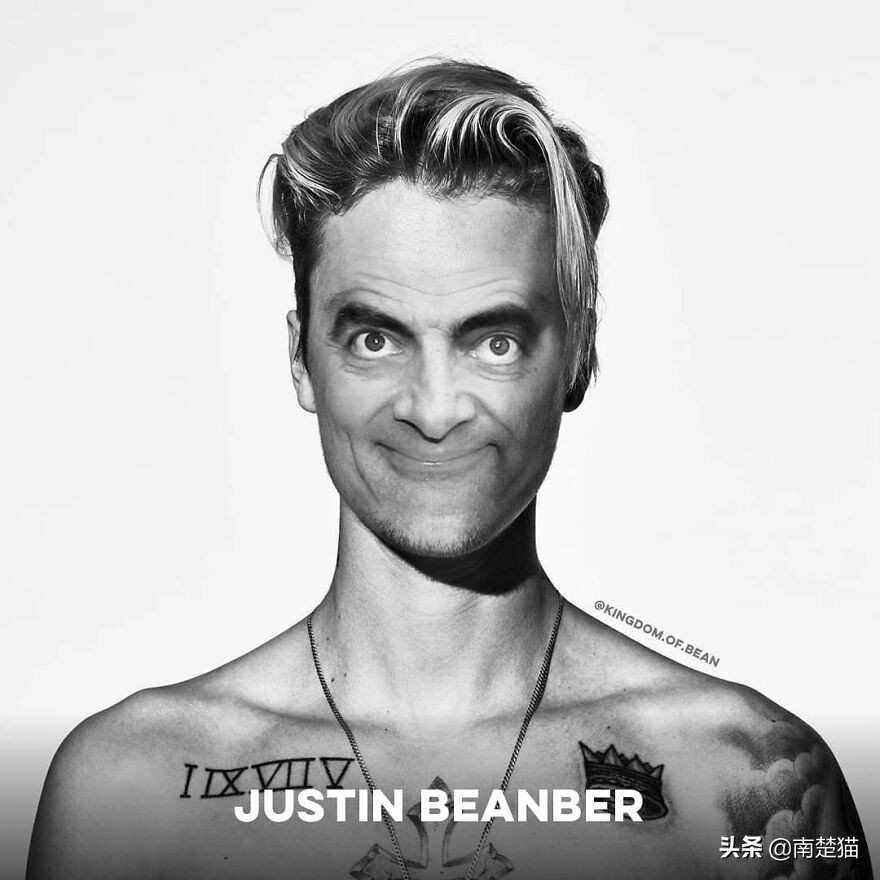 把憨豆先生的脸放在20个名人身上