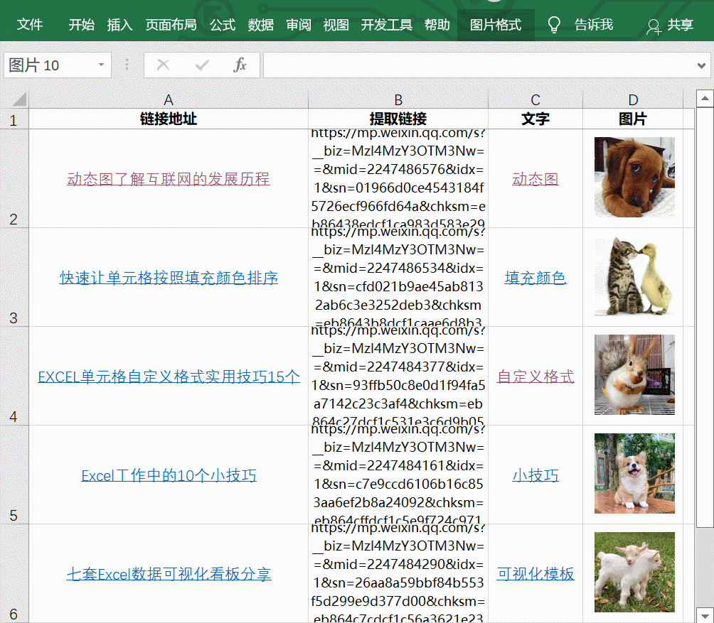 批量提取网址，单元格&图片插入网址