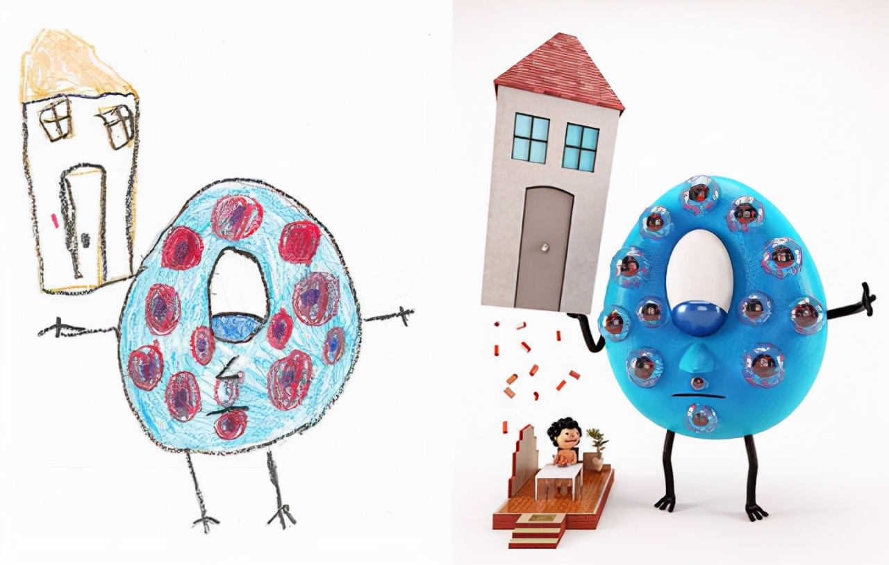 33组让人惊叹的想象力,艺术家对儿童简笔画进行再次创造