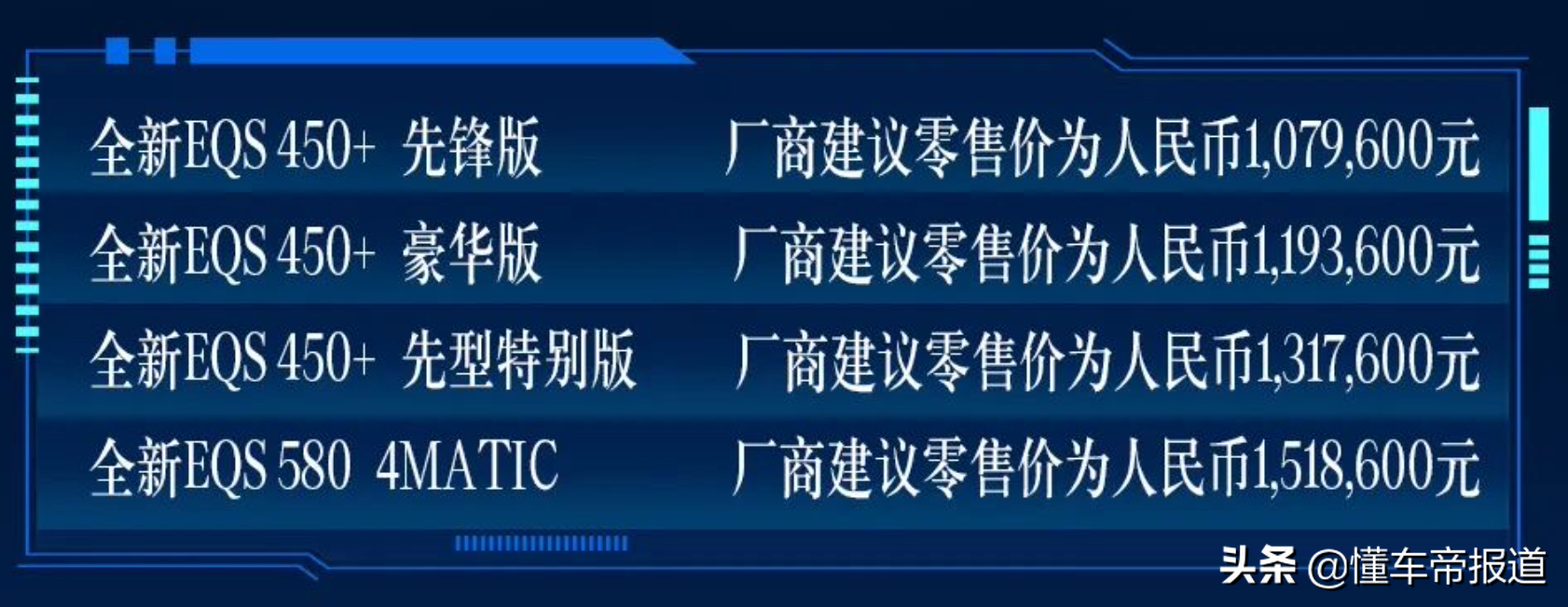 导购 | 先锋版车型足够出色，顶配车型有顶级享受！奔驰EQS购车手册