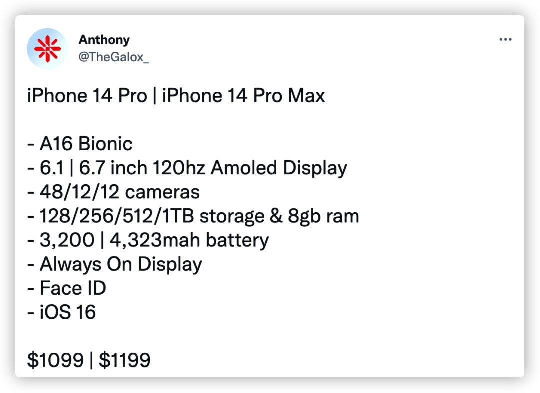 iPhone 14 全系规格及售价曝光，绝了