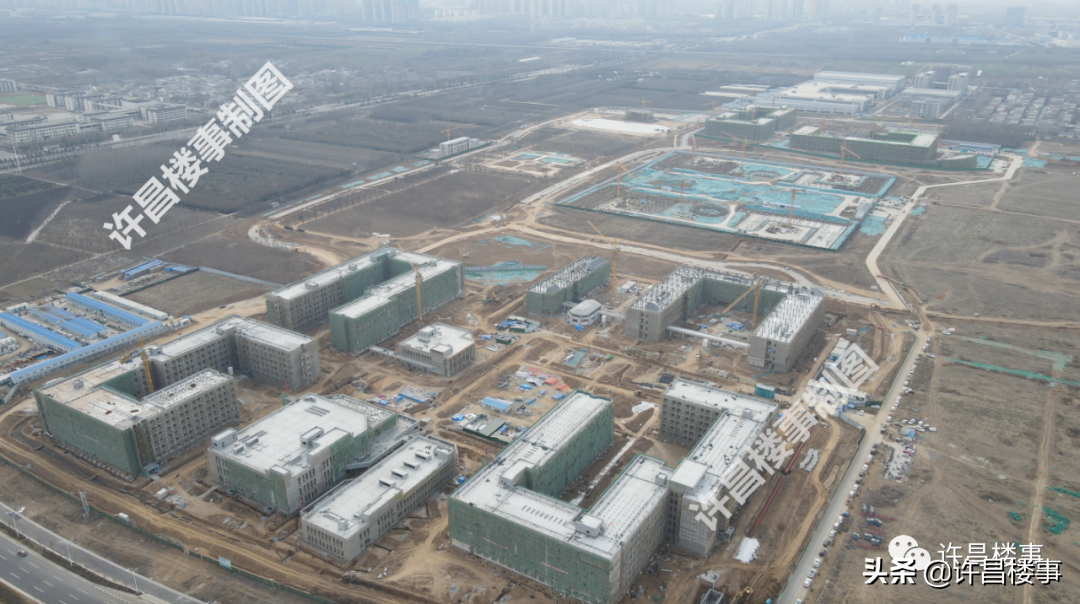 中原科技学院、体育中心、建安综保区、区二高航拍（2022.02）