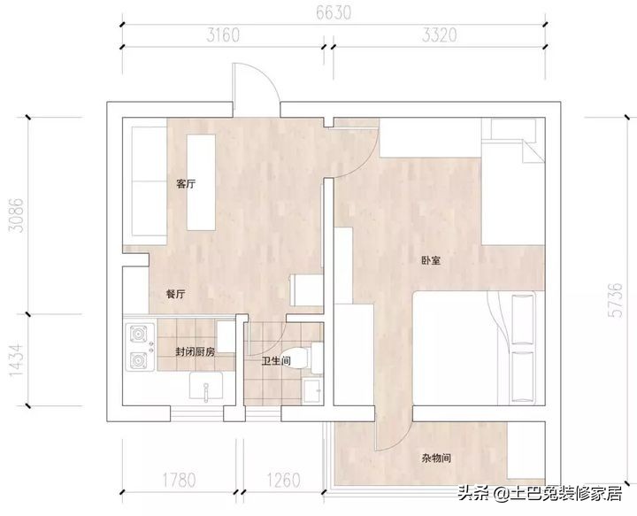 【輕裝潢推薦相關資料】裝潢42㎡北歐風小家，2㎡小廁所也能塞下大浴缸