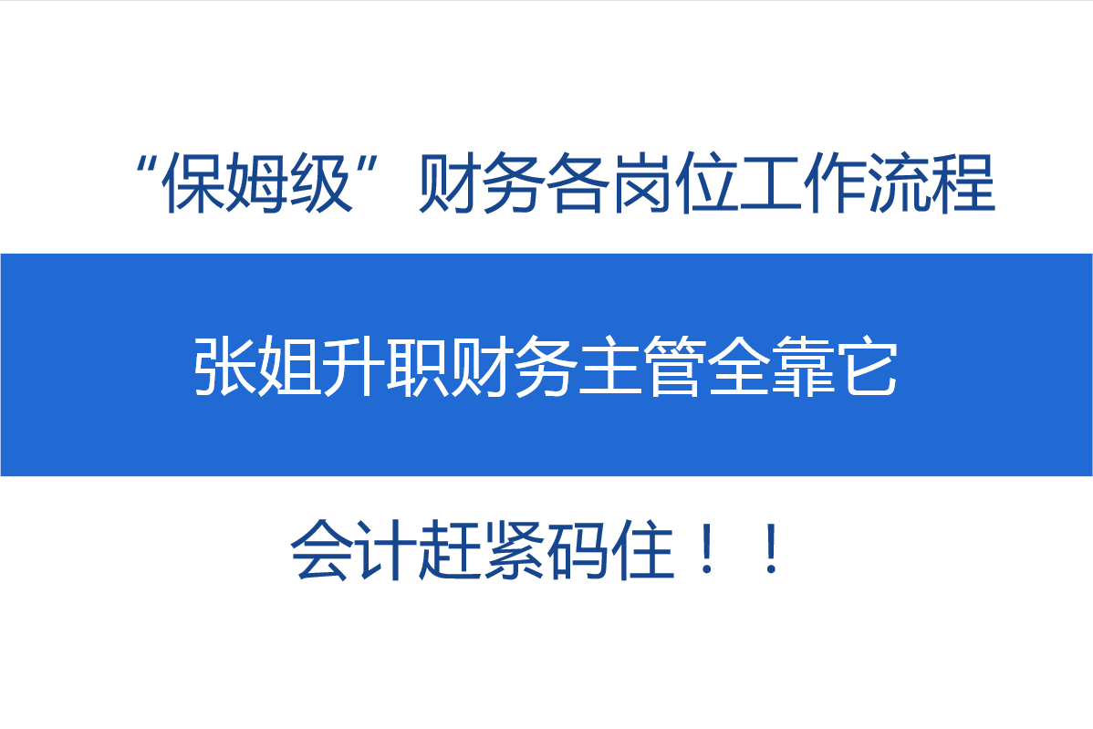 “保姆级”财务各岗位工作流程，张姐升职财务主管全靠它