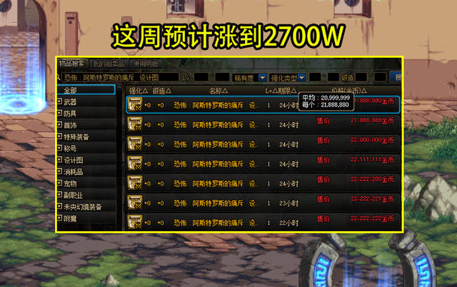 DNF：3.5竞拍道具汇总！3牛不见泰玛设计图，特罗斯开始涨价了