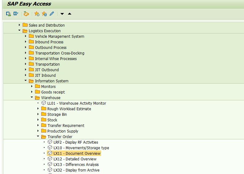 SAP WM初阶之TO报表LX11 - TOs Resident Documents(Document Overview)