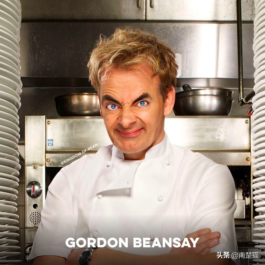 把憨豆先生的脸放在20个名人身上