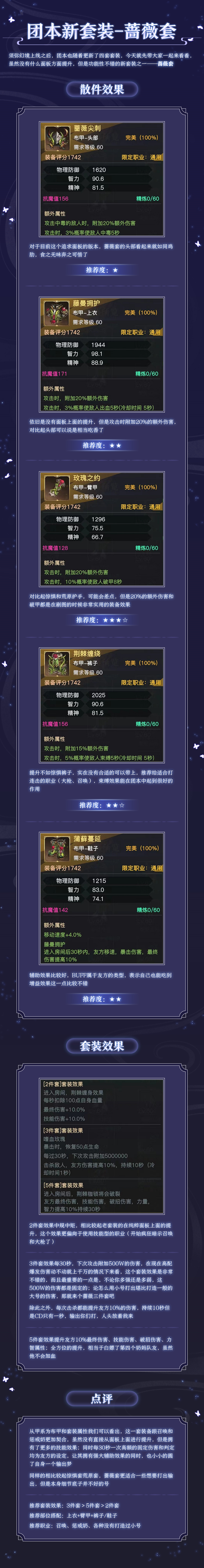 荣耀全明星——团本装备浅析之蔷薇套