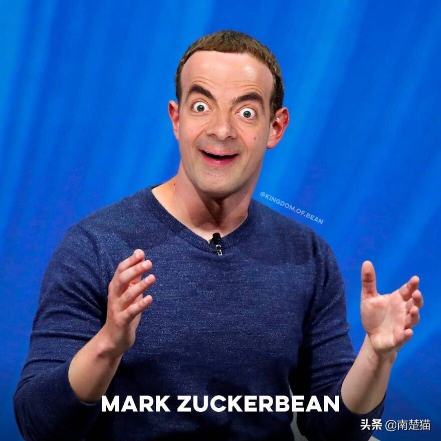 把憨豆先生的脸放在20个名人身上