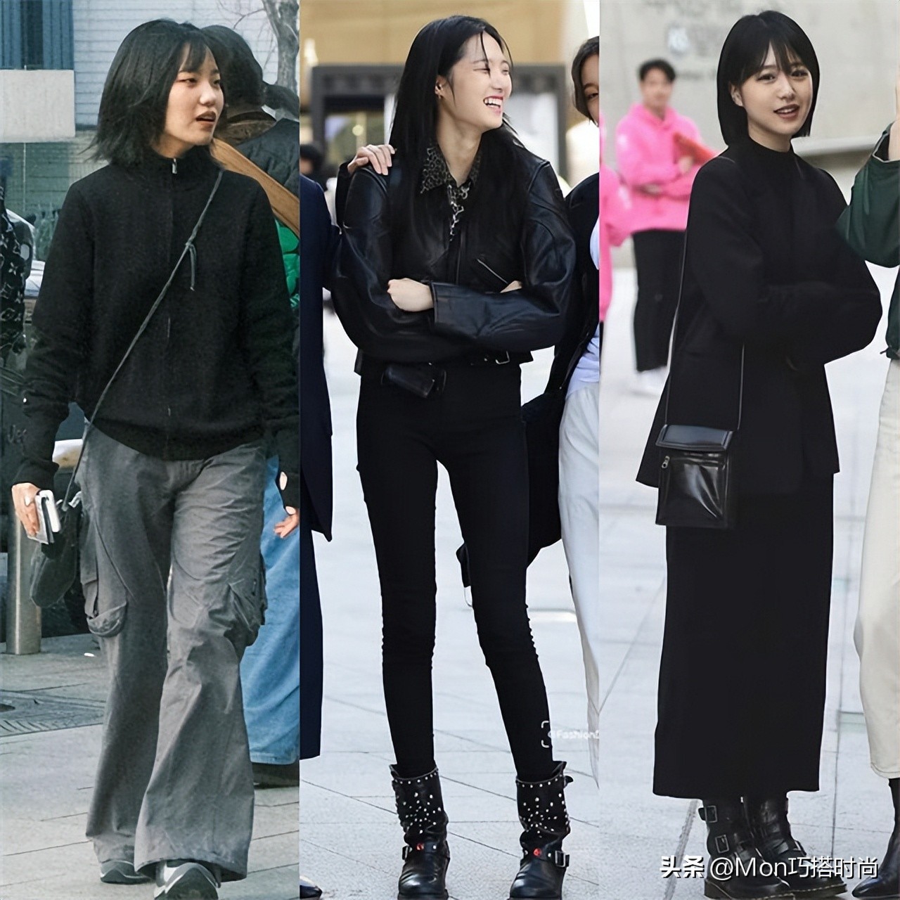 韩国女生真不愧是穿衣高手，就最普通的“全黑穿搭”，都穿得时髦