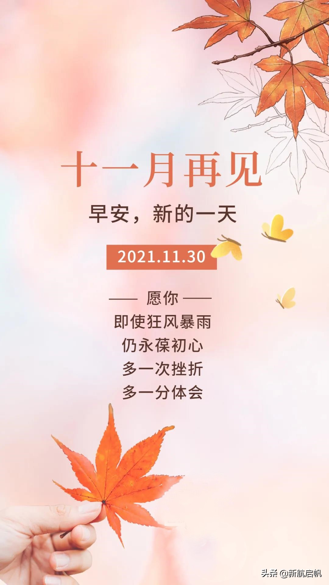 适合11月最后一天发朋友圈文案，十一月再见带字图片唯美