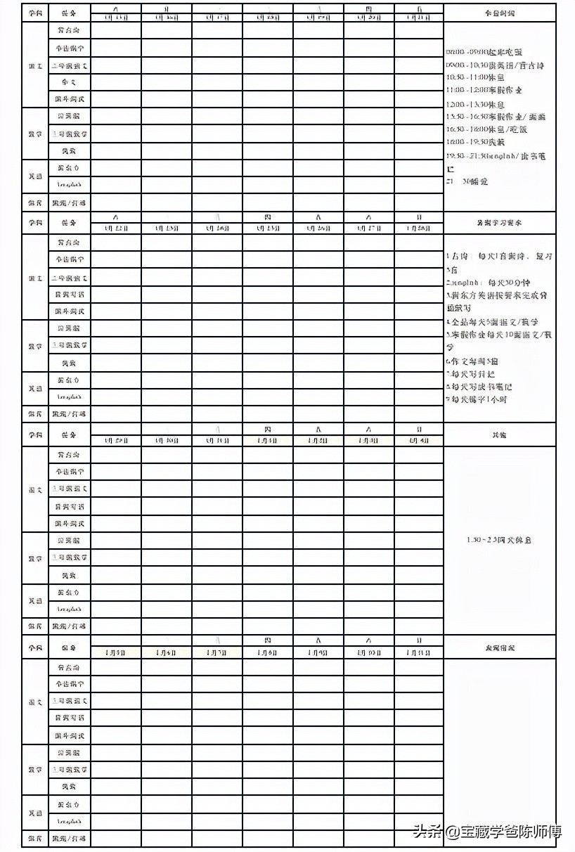 家长如何制定孩子的学习计划