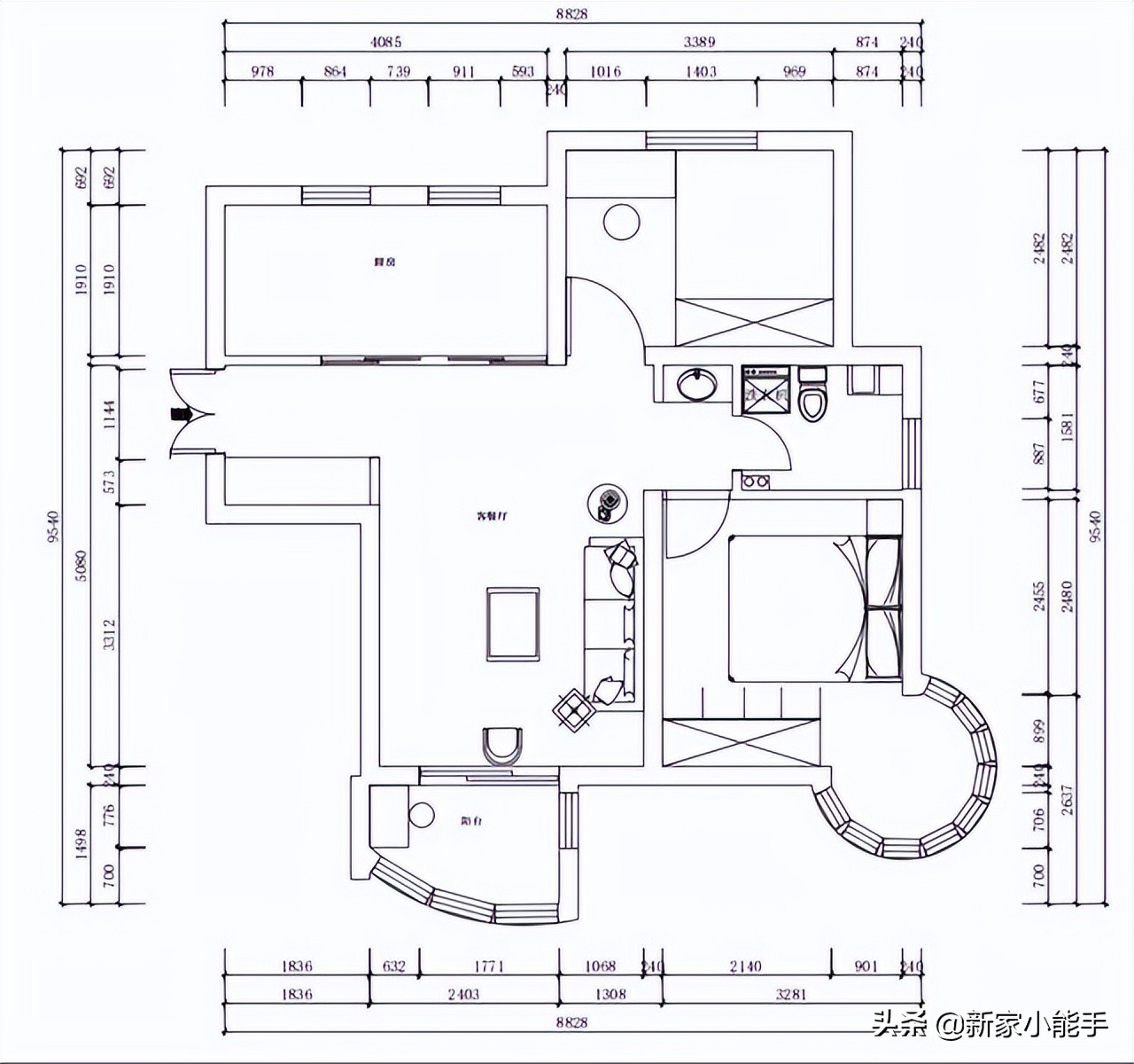 76㎡婚房厨房餐厅一体化设计，小户型大空间巧思