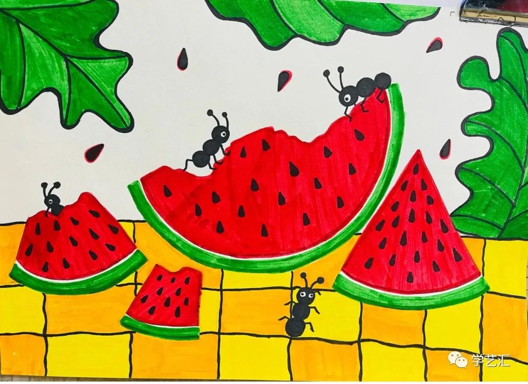 儿童画创作必备素材——42张儿童画，配色漂亮，造型简单