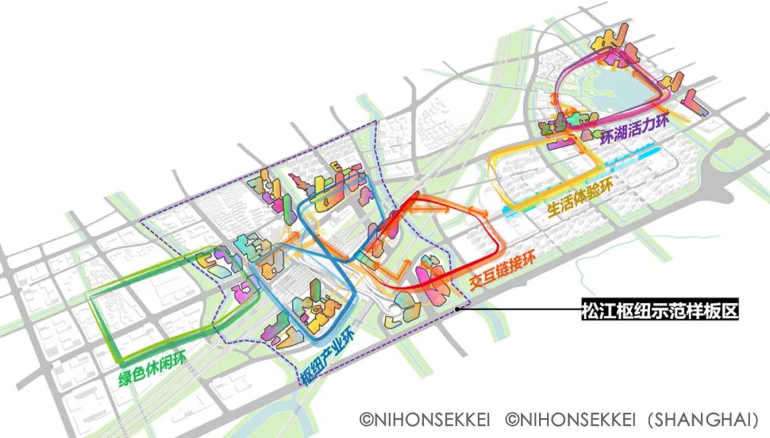 上海松江枢纽地区城市设计——缤纷云环 / NSSH 株式会社日本设计