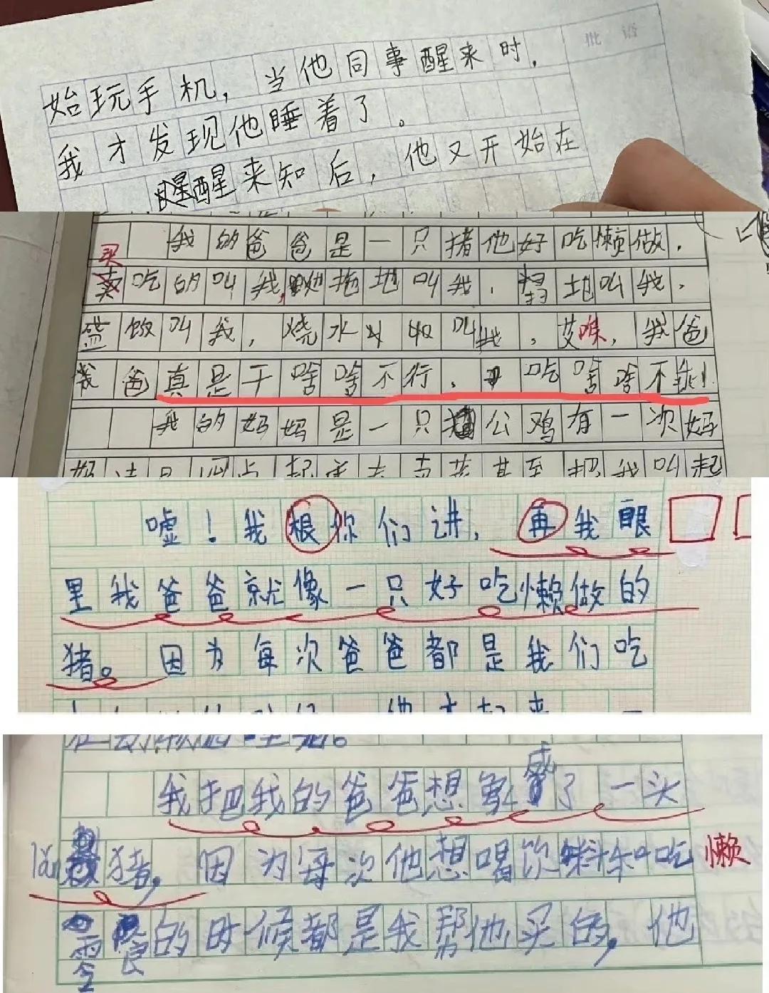 爸爸像什么动物？学生不约而同写出答案，老师：有点尴尬