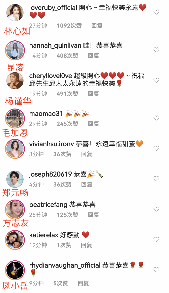 许玮甯晒与邱泽合影秀钻戒官宣结婚，三天前领证，自曝还没有怀孕