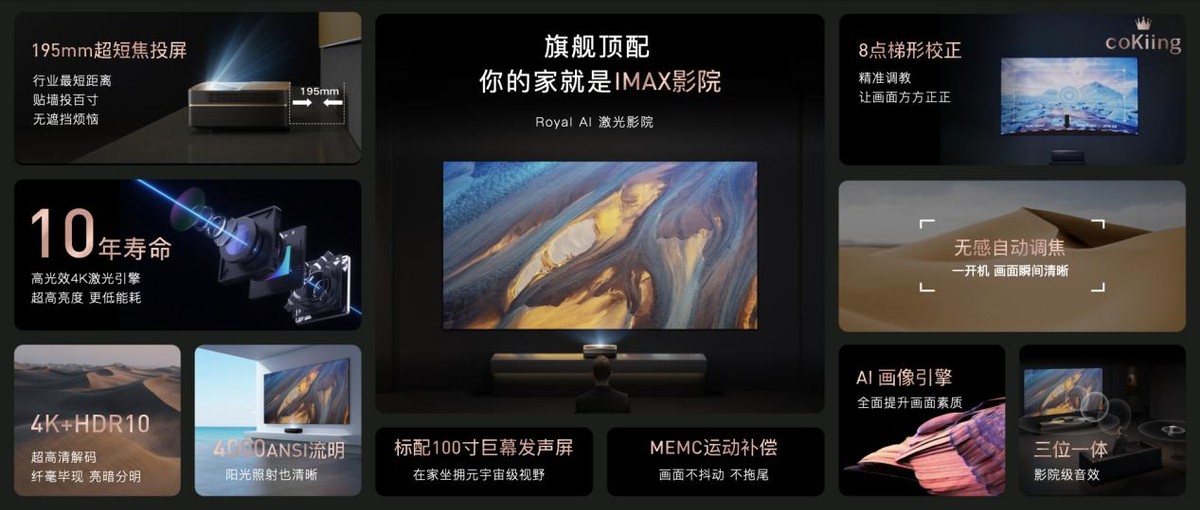 云米Royal AI激光影院售4万元,100〃影院级巨幕颠覆家庭娱乐体验