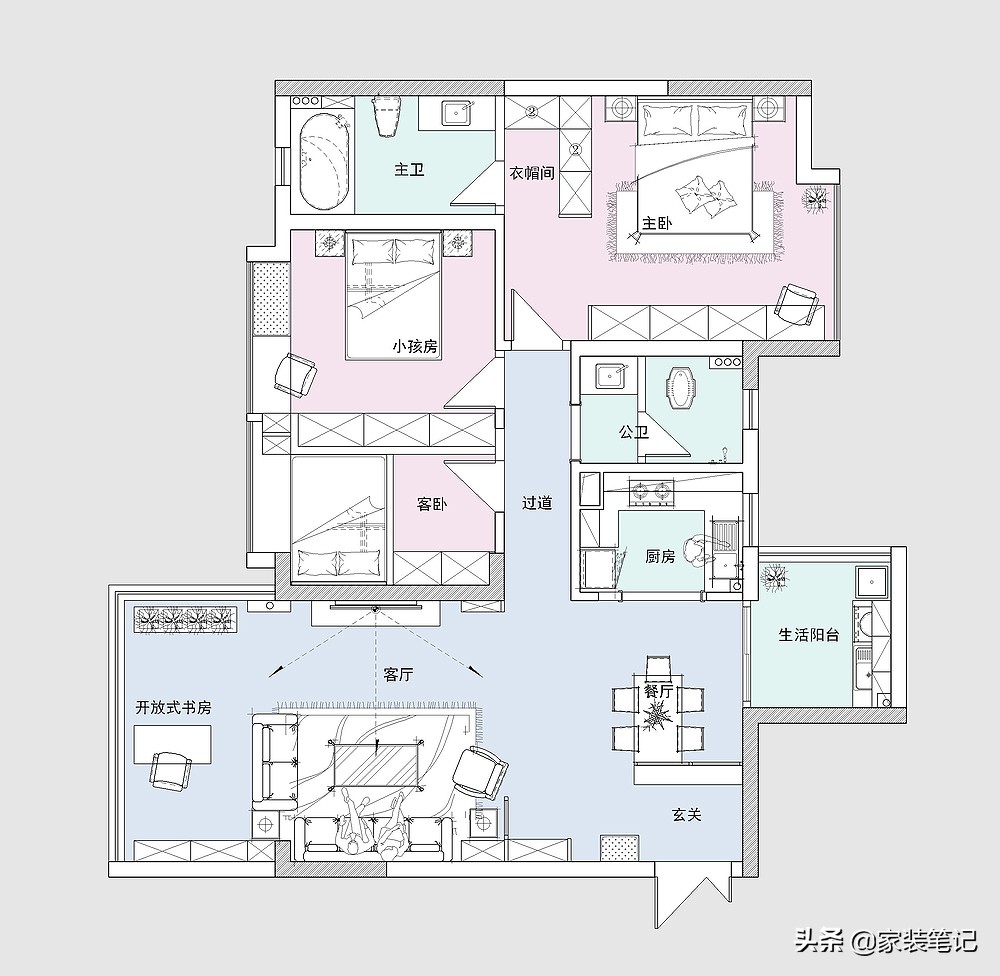 夫妻俩把118㎡三居室，装修美式风，带一些轻奢质感，真的很好看