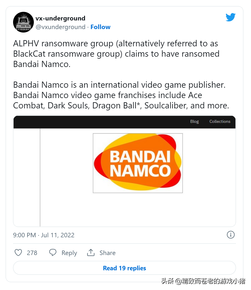 资安研究团队曝光万代南梦宫娱乐遭黑客以勒索软件要胁的事件
