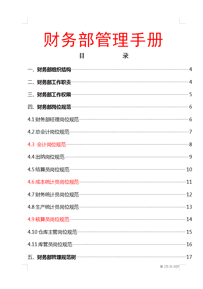 2022最新整理的财务部管理制度（组织架构、工作职责、岗位规范）