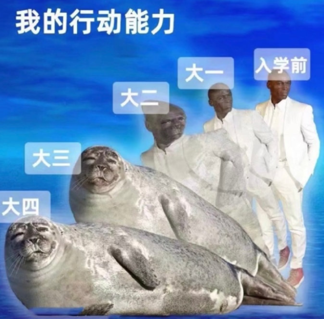 “行动能力逐渐退化”，大学生用梗图吐槽4年变化，简直人间真实