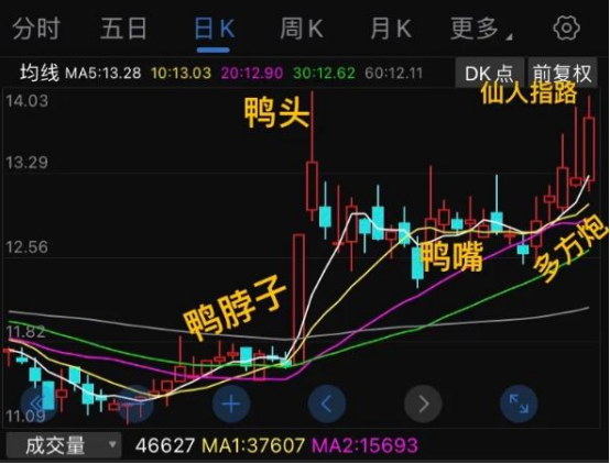 股价从39元跌到11元，低位放量构筑老鸭头，是多重技术组合走势