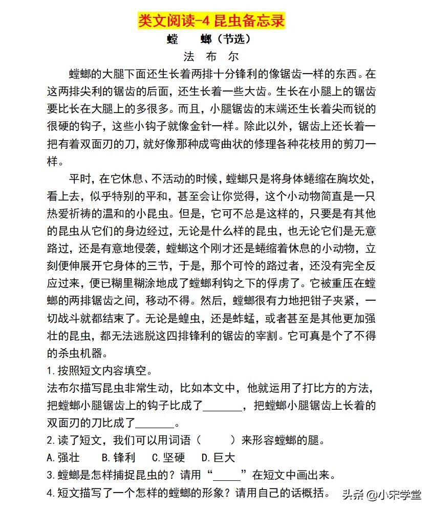 三年级下语文课本同步类文阅读56篇，紧跟教材脚步，内附答案