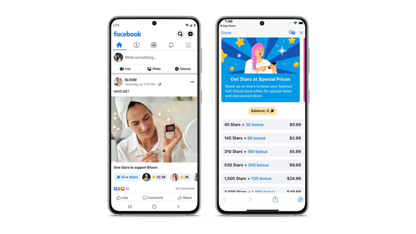 Facebook推出Stars网页商店，规避App Store抽取30%佣金
