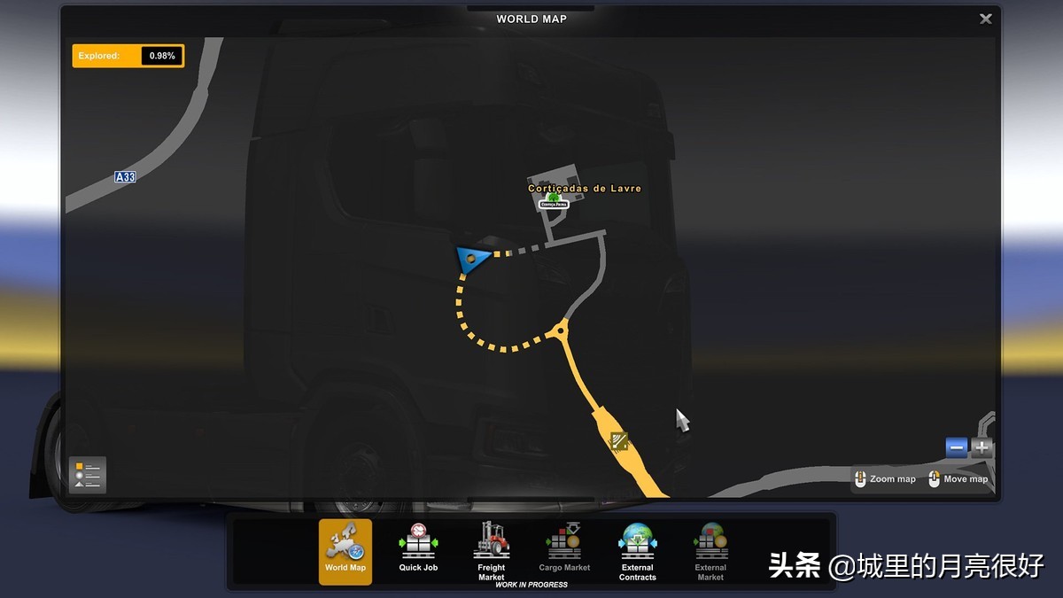 在《歐洲卡車模擬器2》中，隱藏的道路將被標記在地圖上