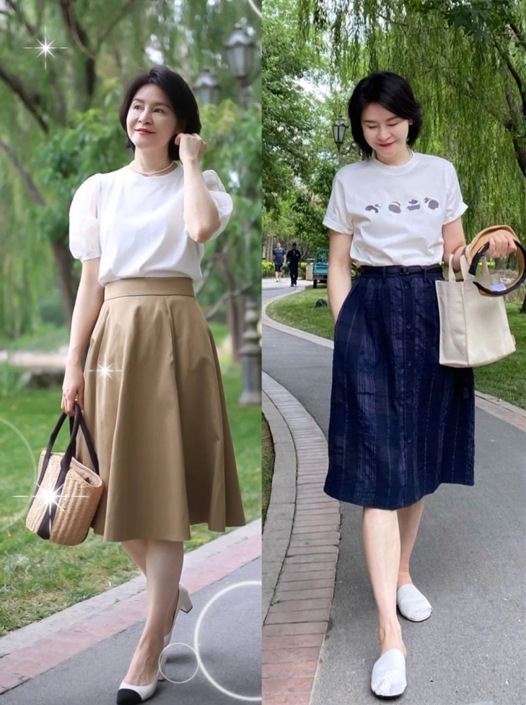 秋天穿外套流行“及腰不过胯”，显高又舒适，五六十岁女人穿很美