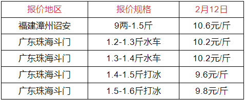 2022-2-12加州鲈海鲈最新价格