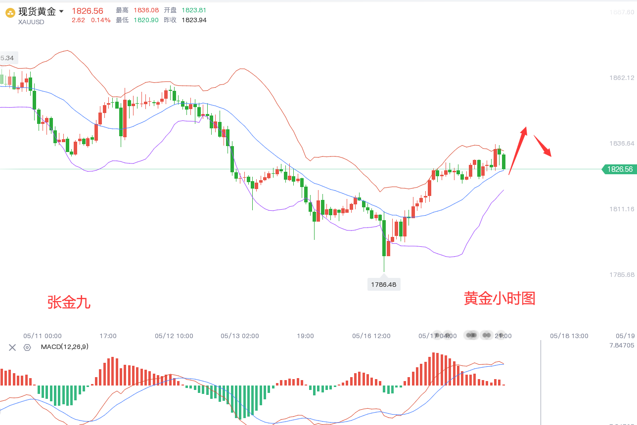 张金九5/17黄金多头持续强攻，晚间美盘黄金走势分析及策略