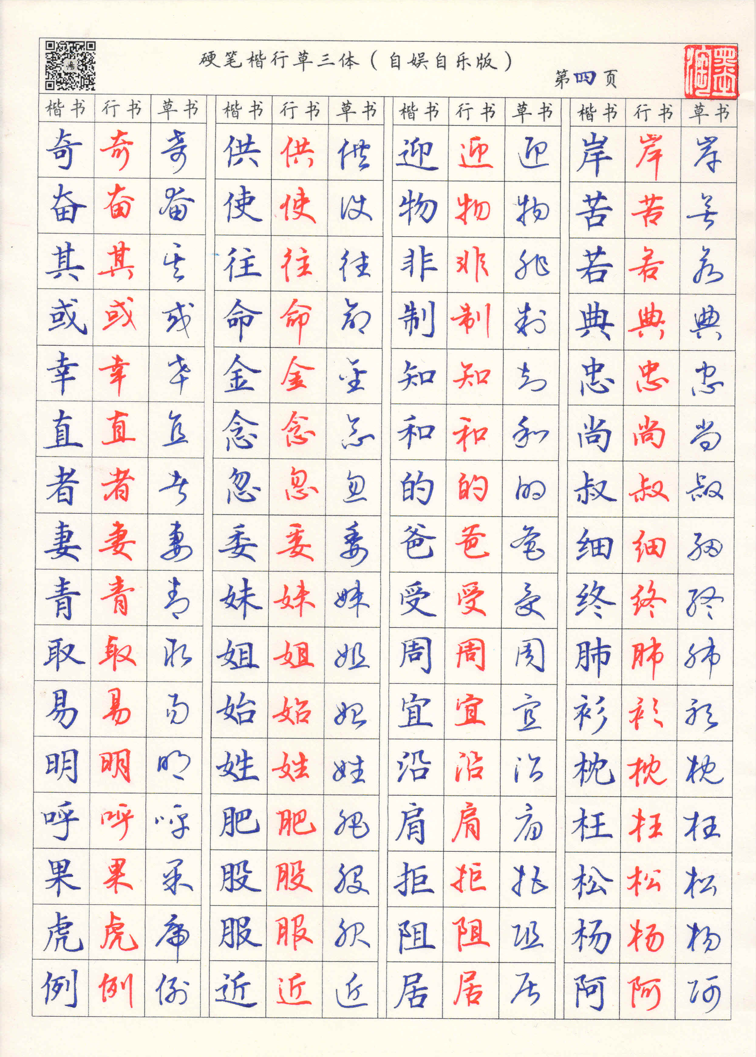 硬笔楷行草三体"字帖"——第一部分