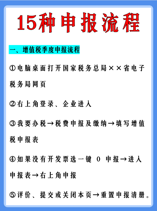 新手会计不会报税？幸好有这15种申报流程大全！一看就会