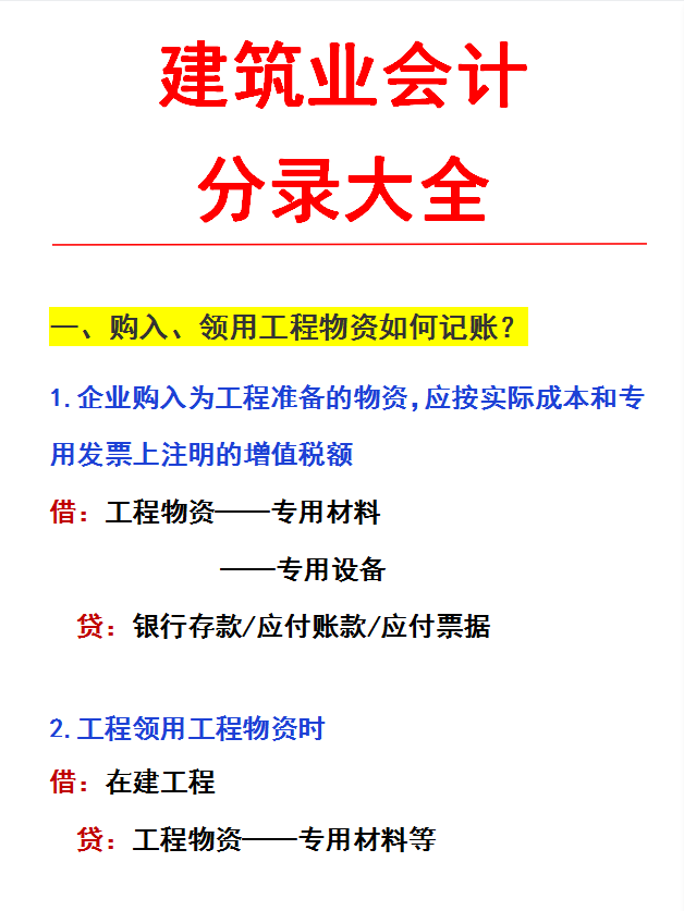 出纳转会计薪资还这么高？多亏这份建筑业会计分录大全！帮了大忙