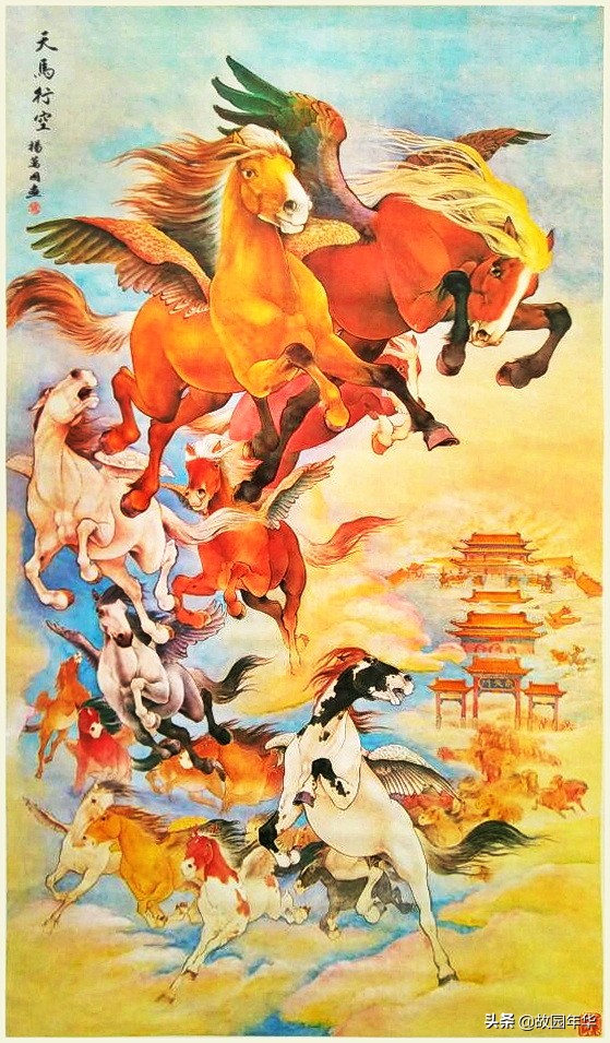新疆网友要求发一组马的题材年画,这幅旗飞他日跨天山有亮点