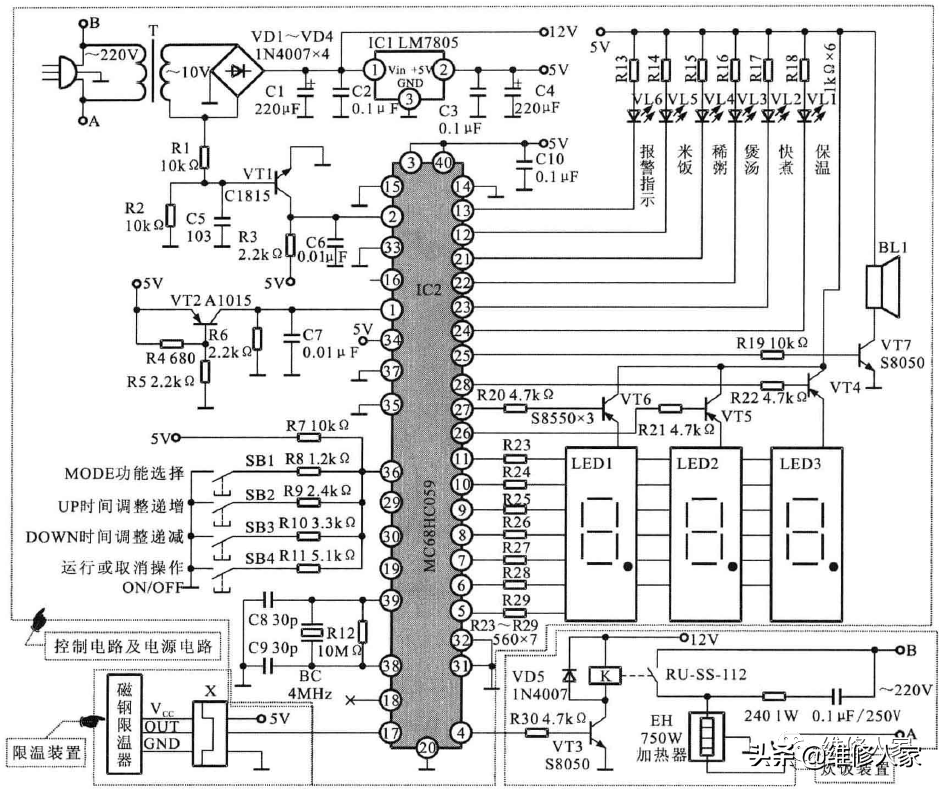 电饭煲的故障分析与检修流程