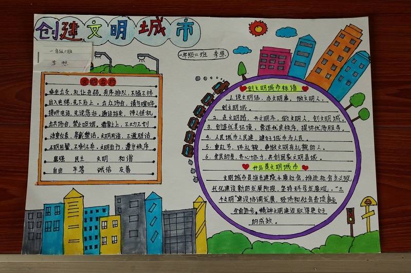 「庄浪」庄浪三小开展"创建文明城市我先行"手抄报评比活动