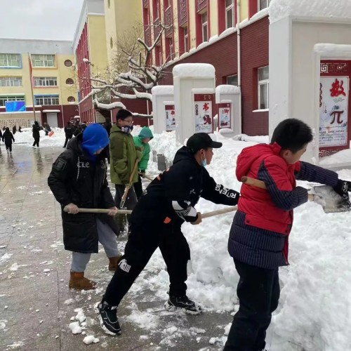 应昌小学：风雪弥漫处，扫雪暖人心