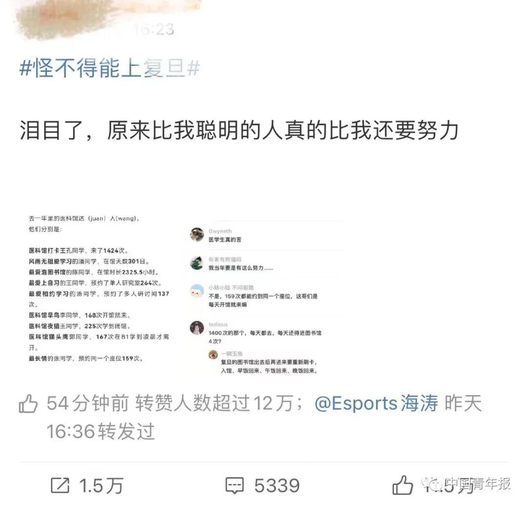 怪不得能上复旦！一年1424次、时长2323.5小时……这组大数据藏着“世界的参差”