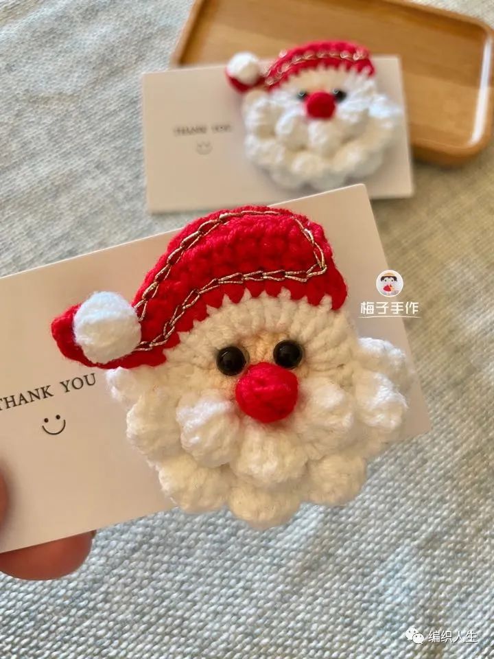 圣诞老人编织图解胸针（圣诞老人胸针钩织）