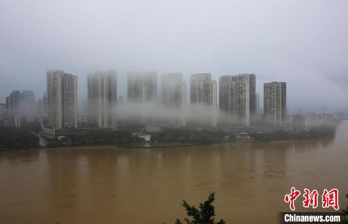 广西迎大范围雨雾天气 城市笼罩烟波风雨中