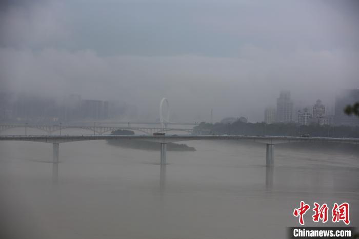 广西迎大范围雨雾天气 城市笼罩烟波风雨中