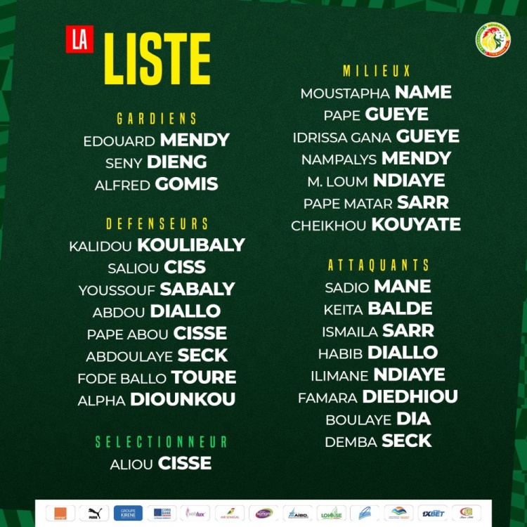 塞内加尔足球明星(塞内加尔大名单：马内领衔，库利巴利、爱德华-门迪在列)