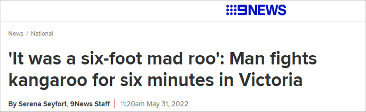 澳媒：在袋鼠试图攻击自家狗后，澳大利亚男子跟袋鼠搏斗了6分钟