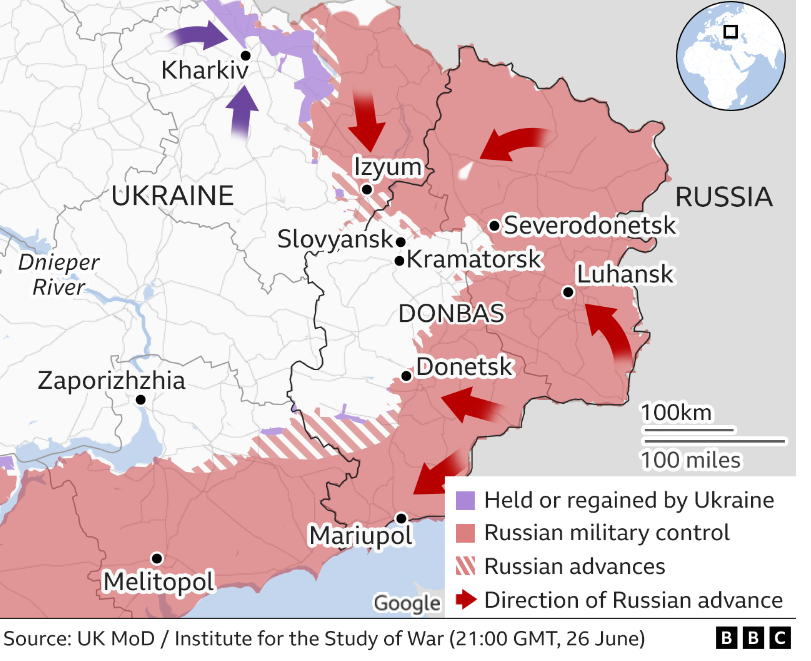 俄方称控制乌克兰卢甘斯克州最后一座大城市利西昌斯克