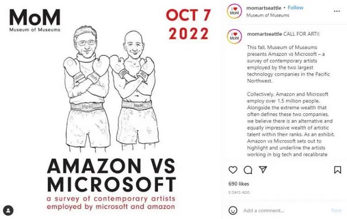 不堪舆论压力：西雅图MoM撤回《亚马逊vs微软》员工艺术展