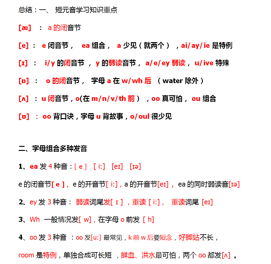 重读闭音节怎么判断顺口溜(音标之短元音(7个))